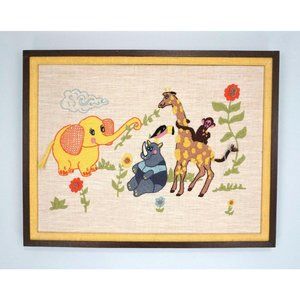 Baby Nursery Embroidered Animal Wall Art Picture